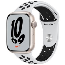 Apple 애플워치 7 GPS, 45mm, 알루미늄, 스타라이트 케이스, 퓨어플래티넘/블랙 밴드, 스타라이트