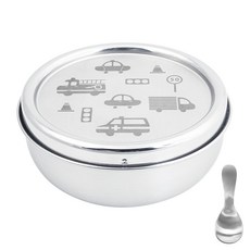 KOM 童趣系列 316不鏽鋼兒童隔熱碗餐具組, 餐碗 + 上蓋 + 湯匙, 1套, 汽車