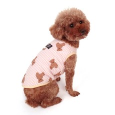 DING DONG PET 狗狗保暖小熊鋪棉背心, 粉紅色, 1個