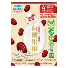 BABY SECRET 寶寶的秘密 有機米菓, 紅豆, 100%無添加, 適合4個月以上寶寶, 入口即化, 33g, 1盒