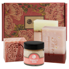 Ann Chen 陳怡安手工皂 沐浴潔顏果香去角質禮盒 玫瑰系, 1套