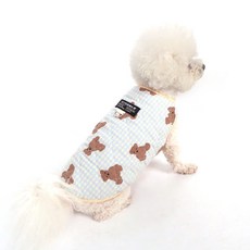 DING DONG PET 狗狗保暖小熊鋪棉背心, 藍色, 1個