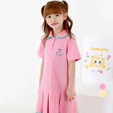 PremierFam 女童用 奇妙萌可 PK領百褶五分袖連身裙