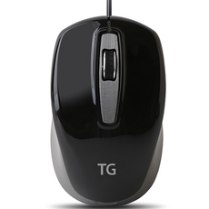 TG trigem USB靜音有線滑鼠, 黑色, TG-M500U