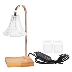 理享家 可調光定時 融蠟燈 香氛蠟燭專用 牽牛花造型玻璃燈罩 + 鹵素燈泡 2顆, 透明色 + 原木色