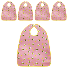 Derhappy 成人防水蜜蜂按扣式圍兜, 粉紅色, 5個