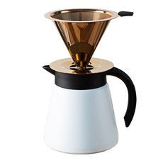 Caldin 玫瑰金鈦滴頭手滴套裝 TP-02, 咖啡濾杯+白色保溫咖啡壺, 1組