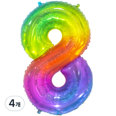 joyparty 生日數字氣球 大型 8, 彩虹, 4個