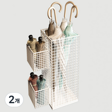 Market Plan 大容量二合一雨傘收納架, 白色, 2個