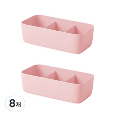 블럭마트 플라스틱 속옷 서랍 정리함 3칸, 핑크, 8개