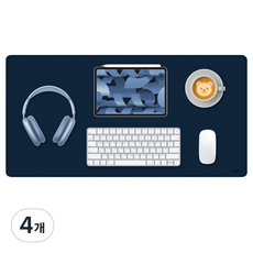 소이믹스 유니크 가죽 장패드 데스크매트 SOL7LO M, 네이비, 4개