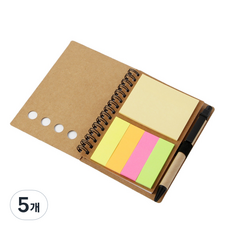 藝術素描牛皮紙原子筆筆記本 50張, 圓形(筆記本) + 隨機出貨(筆芯), 5個