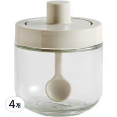 세븐키친 심플글라스 스푼결합 양념통 일반스푼형, 4개, 320ml