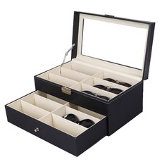 El Living眼鏡太陽眼鏡收納高級皮革整理盒 2層 12格, 1個