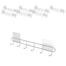 YI SHUIN 亞晨 皇家無痕貼 六連勾, 鐵製, 35x5.5x4cm, 8個, 銀色