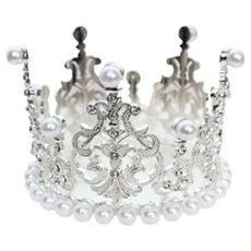 Corona International 蛋糕裝飾兩用 頭飾皇冠 M, 珍珠, 1個