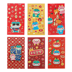百貨King 可愛萌寵系列 龍年創意燙金紅包6入組 17 x 9cm, 10組