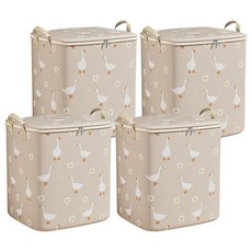 小鴨 巨無霸換季衣物箱 拉鍊款 超大容量 雙邊加寬提手 升級加厚 防水防潮, 米鵝, 4個