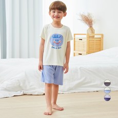 LollyTree 兒童人造絲彈性涼爽飄逸亮點五分居家服上下套裝