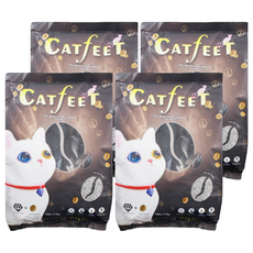 Catfeet 黑鑽活性碳貓砂 強效除臭凝結 添加活性碳顆粒 澎潤土製作, 咖啡, 4.5kg, 4袋