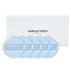 makeup helper 大斜角氣墊粉撲, 水藍色, 5個