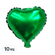 WOW PARTY KOREA 愛心 鋁箔氣球 自動 10 x 10 cm, 金屬綠, 10入