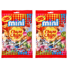 Chupa Chups 加倍佳 迷你棒棒糖 水果、草莓奶油、巧克力及可樂四種口味一次滿足, 210g, 2袋