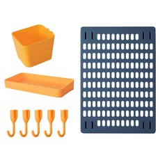 免打孔家用洞洞板置物架8件套, PS材質, 含洞洞板/置物盤/收納筒/掛勾, 1組