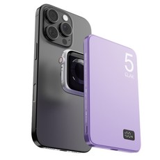 엘락 3 in 1 에어팟 애플워치 충전 초슬림 초경량 무선 맥세이프 고속 충전 보조배터리 5000mAh, DS-21, 바이올렛