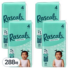 Rascals 優質棉柔舒適黏貼型尿布, 第4階段, 288張