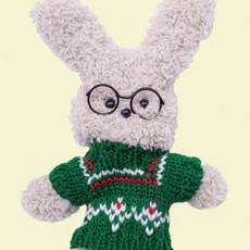 아트니즘 모루인형 꾸미기 소품 옷 니트 + 원형 안경 세트, 초록 + 검정, 1세트