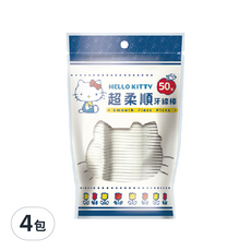 三麗鷗 Hello Kitty 超柔順牙線棒 輕巧包 50支, 4包