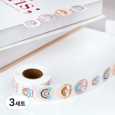 Lead home 可愛圓形捲筒包裝裝飾貼紙 500入組, 4色彩虹, 3套
