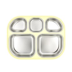 孩童防燙傷雙層不鏽鋼餐盤, 象牙白, 單品