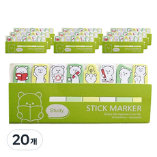 마켓감성 큐티캐릭터 책갈피 스티커, 곰, 1개입, 20개