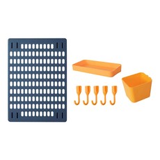 免打孔家用洞洞板置物架8件套(大) 42 x 30cm 免釘牆壁掛置物架, 藍色, 1個