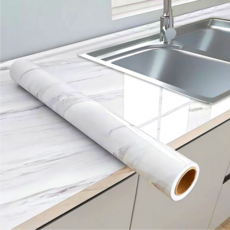 Happy Mood厚款黏貼式廚房防油貼紙 大理石白色, 1個