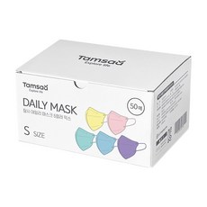 Tamsaa 日常鳥嘴型立體口罩 韓國製 S 50片, 粉色 + 藍色 + 薄荷色 + 紫色 + 米色, 1盒