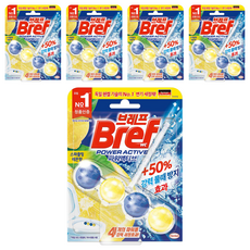 브레프 파워액티브 변기세정제 스파클링 레몬향, 50g, 5개