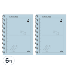 핑크풋 3000 4분할 수학 연습장, 블루, 6개