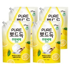 피죤퓨어 뽀드득 주방세제 레몬향, 1.2L, 4개