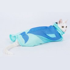 파스텔펫 고양이 샤워 그루밍 백, 블루, 1개