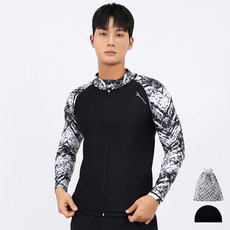 AQUATICA 男款拉鍊式長袖防曬泳衣 AQAMAN+彈性泳帽+收納袋組