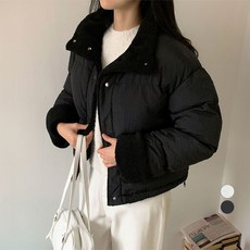 afinar 女款寬鬆毛絨內裡短版填充外套