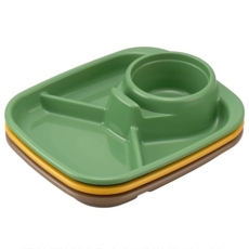 inomata BBQ食物碟 - 方形, 綠色 + 黃色 + 咖啡色, 3個