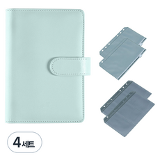 레브리아 A6 현금 다이어리 바인더 세트, 블랙, 4세트