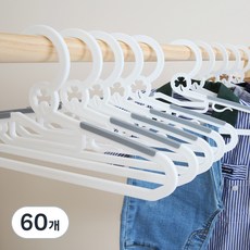 리보보 아동용 논슬립 옷걸이, 화이트, 60개