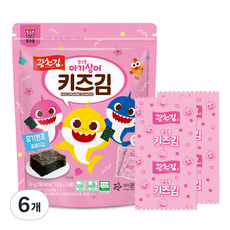 광천김 핑크퐁 아기상어 유기원초 줄줄이 키즈김, 36g, 6개