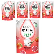 피죤퓨어 뽀드득 주방세제 자몽향, 6개, 1.2L