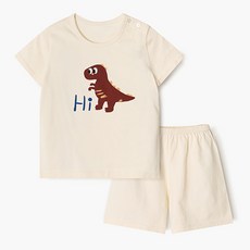 unifriend 兒童透氣Hi Dino有機五分袖居家服上下套裝